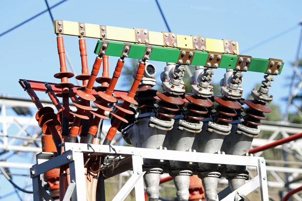 Copper connectors of a transformer of a powerhouse of energy pro — Stock Photo, Image