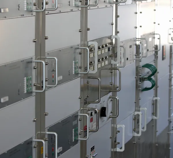 Industrial electrical panel in a factory for the production of m — Stock Photo, Image