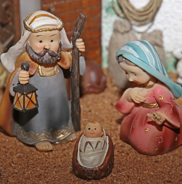 Jesus Joseph with the beard and the stick and Mary 1 — Stock Photo, Image
