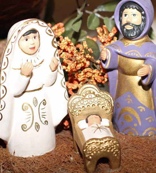 Terracota Natividade com Joseph com a barba preta — Fotografia de Stock