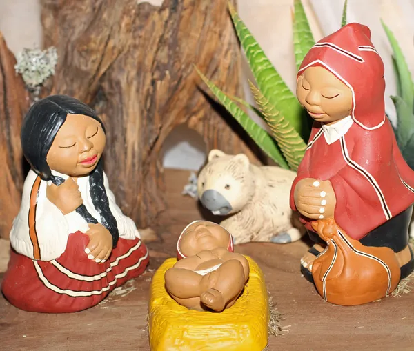 Heilige familie in Zuid-Amerikaanse versie met mantel 1 — Stockfoto