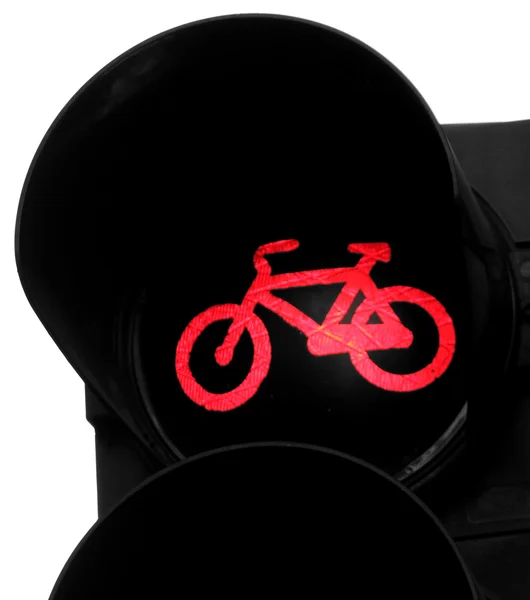 자전거 기호에 빨간 불 — 스톡 사진