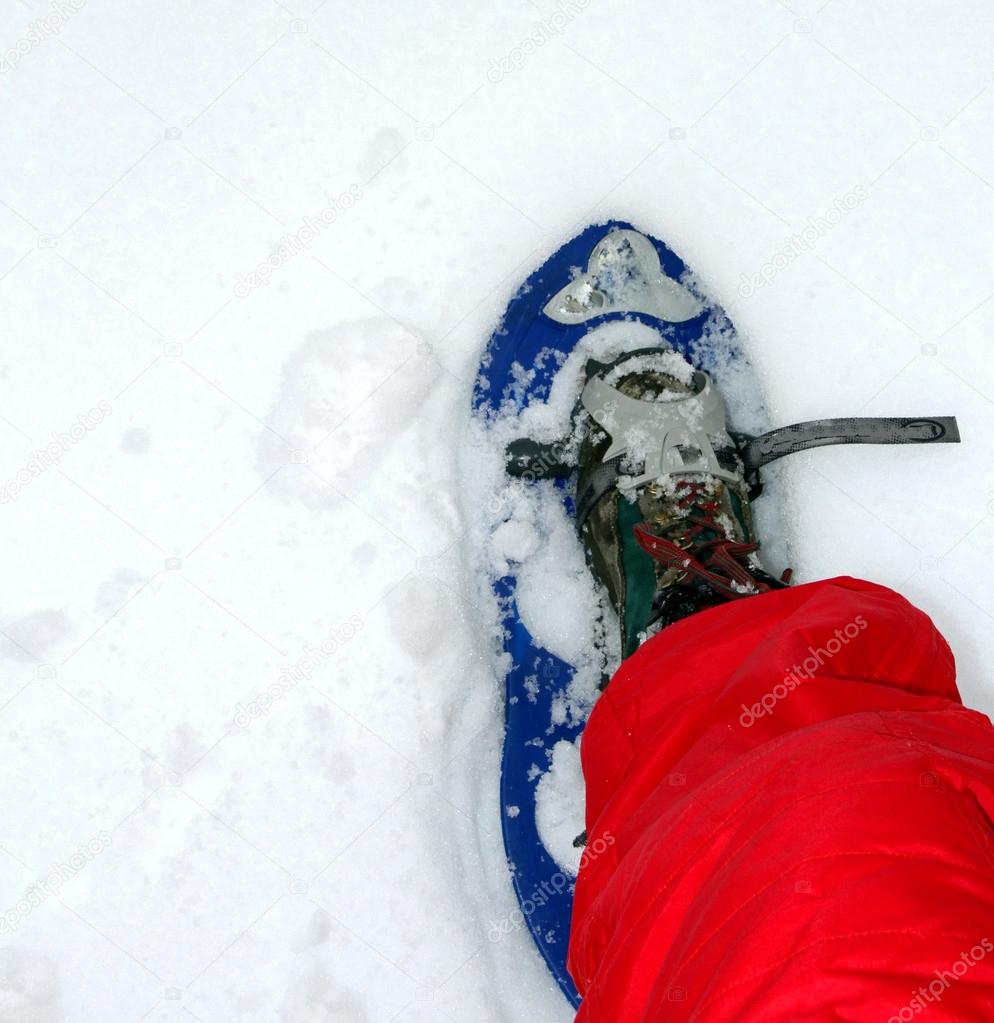 Blue snow shoes for walking on snow