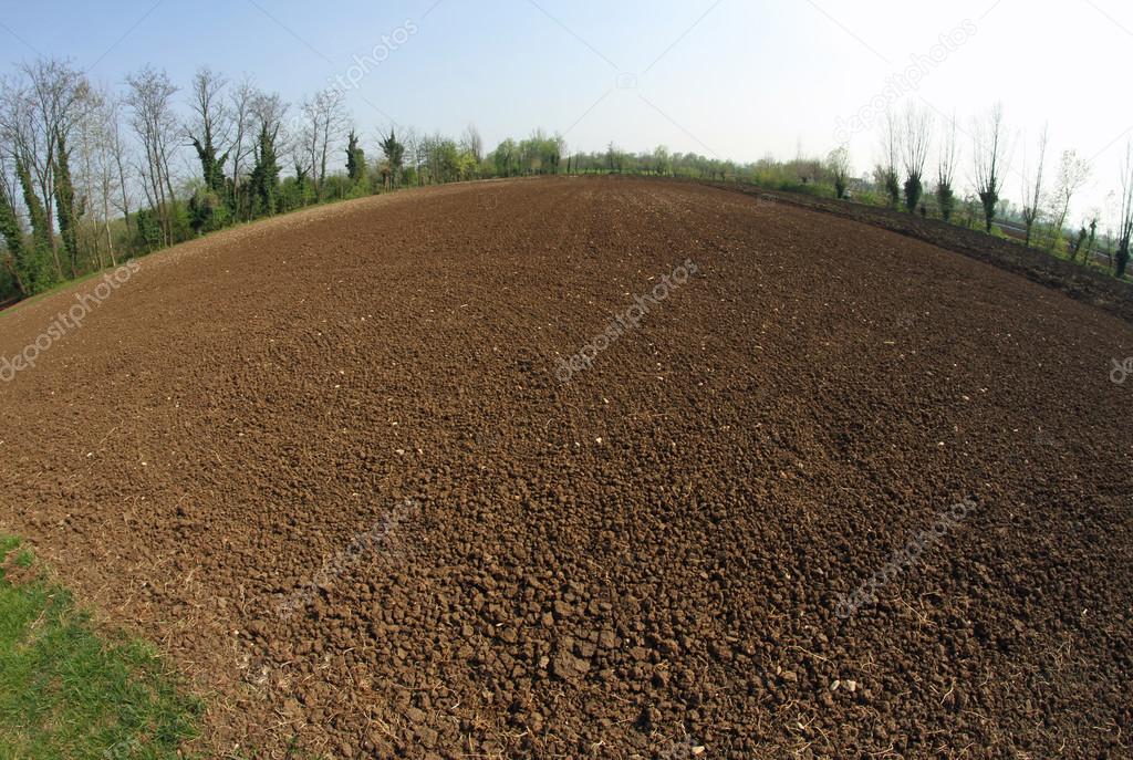 plow field in open countryside on a warm day