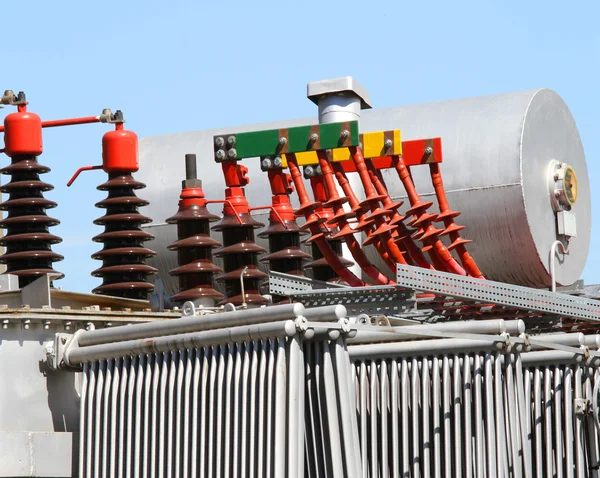 Connectors and high-voltage cables of the transformer — Stock Photo, Image