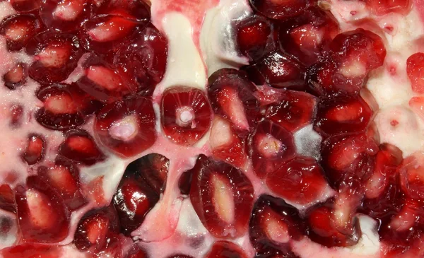 Macro of a pomegranate red with juicy seeds — Stock Photo, Image