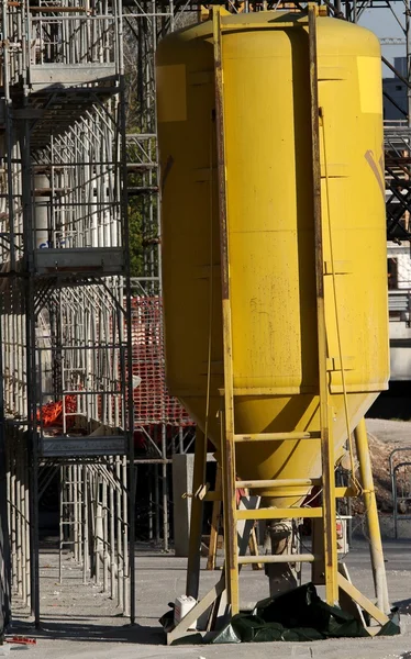 Silo to hold mortar and cement in the construction site — Stock Photo, Image