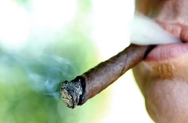 Fumador con cigarro y humo 1 —  Fotos de Stock