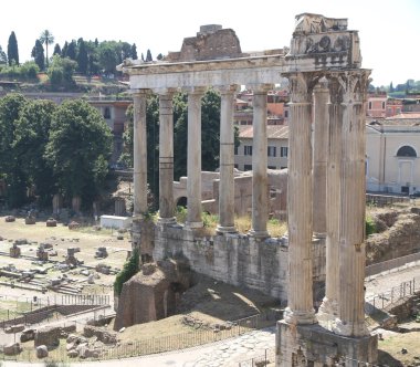 Roma, rem ile antik fori Imperiali, kuşbakışı