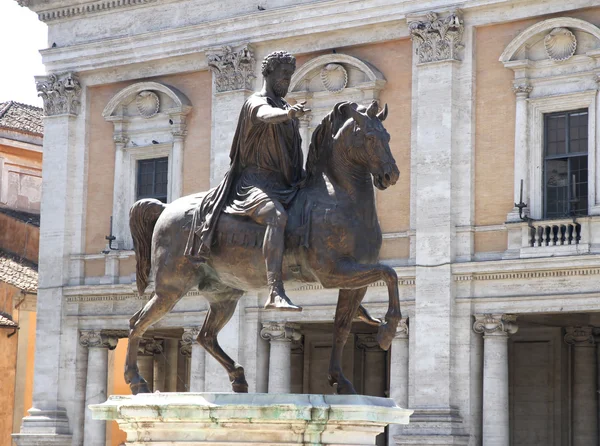 Rome, ancient Rome with Marcus Aurelius on the Piazza del Campid — Stock Photo, Image