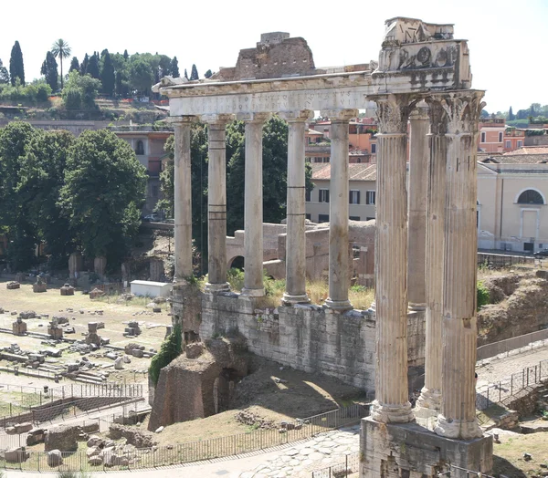 Rome, bird's-eye view of the ancient Fori imperiali with the rem — Stock Photo, Image