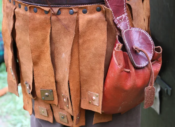 leather bag for storing the money and coins in the middle ages