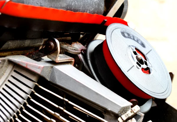 Roll of black and red  ink  of a very old typewriter — Stock Photo, Image