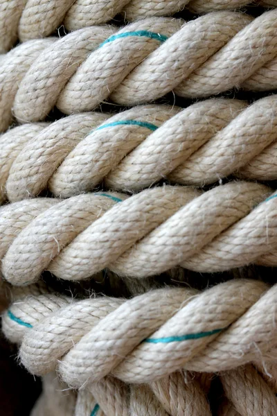 Rope and hemp for rope ladder or to moor ships — Stock Photo, Image