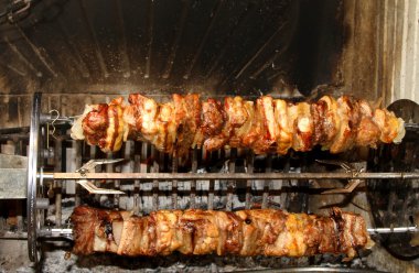 şömine döner tükürmek için pişmiş et şiş