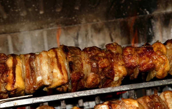 Espetos de carne cozidos em uma saliva 5 — Fotografia de Stock