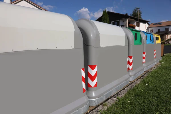 Many Grey Bins Separate Waste Collection Ecological City — Stock Photo, Image