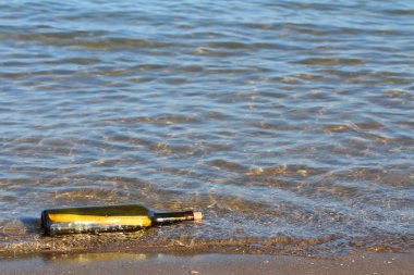 Denizin içinde şişede gizli mesaj