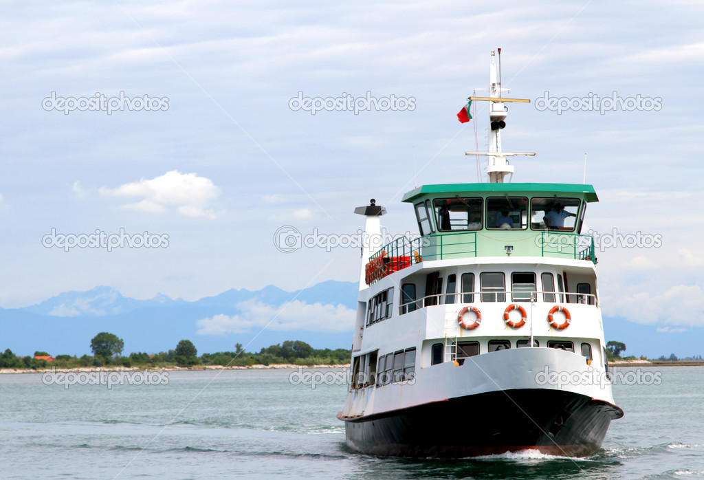 boat ferry for transporting passengers and tourists in venice