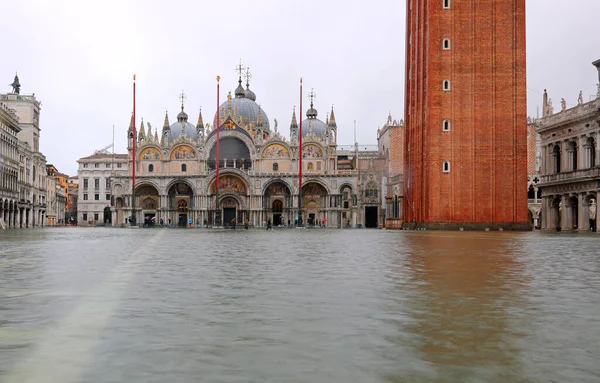 Basilica San Marco Piazza Principale Dell Isola Venezia Completamente Allagata — Foto Stock