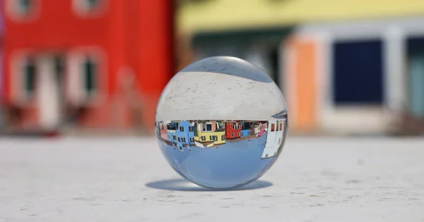 Sphère Cristal Verre Sur Ville Bruano Près Venise Italie — Photo