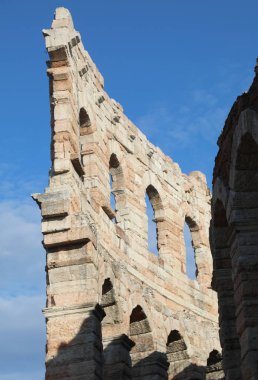 Kuzey İtalya 'daki Verona şehrinde antik Roma tarihi Buidling Arena' nın ayrıntıları