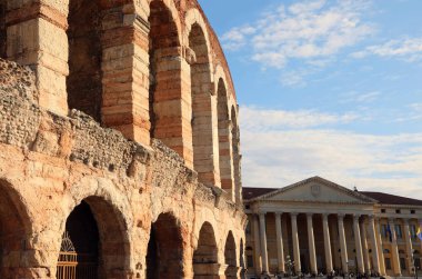 İtalya 'nın Verona şehrinin Twon Salonu' nun Antik Roma Arenası
