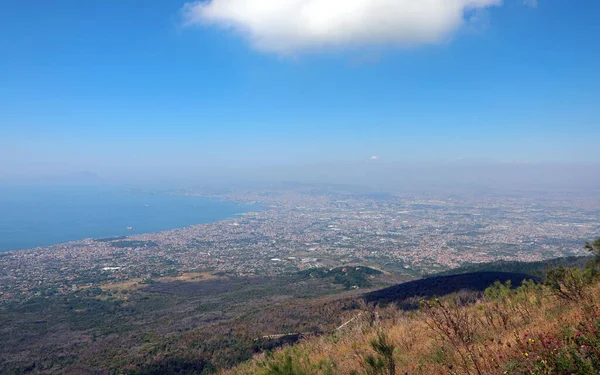 Esplêndido Panorama Golfo Nápoles Porto Visto Vulcão Vesúvio Itália Central — Fotografia de Stock