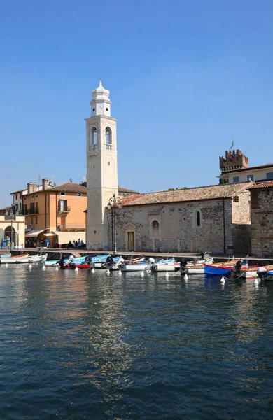 Lazise City Small Village Lake Garda Italy Church Small Harbor — Stock Photo, Image