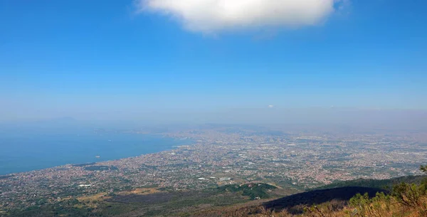 Esplêndido Panorama Golfo Nápoles Visto Vesúvio Centro Itália — Fotografia de Stock