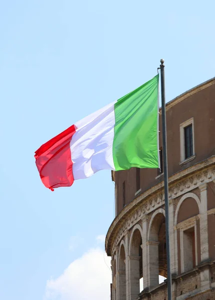 Big Italian Flag Colors Red White Green Palace Background — Stock Photo, Image