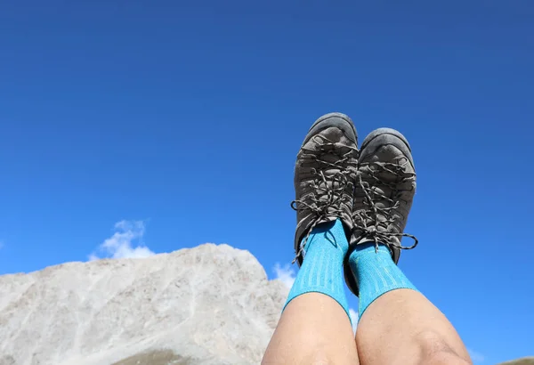 Trekschoenen Hoge Berg Gran Sasso Abruzzen Midden Italië Europa — Stockfoto