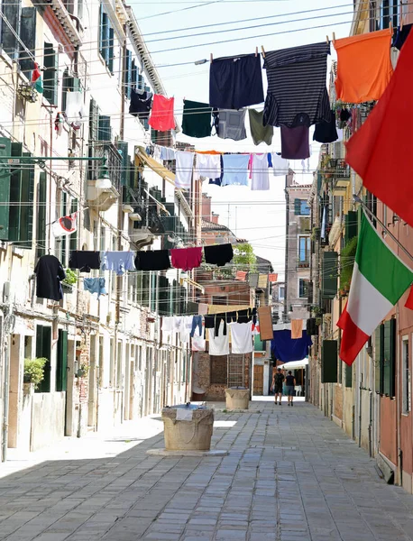 Washing Lines Clothes Narrow Street Called Calle Venice Island Northern — Stock Photo, Image