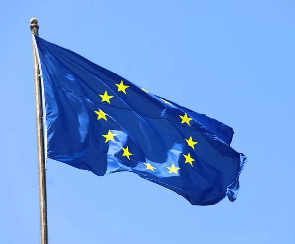 Європейський Прапор Жовтими Зірками Синьому Фоні — стокове фото
