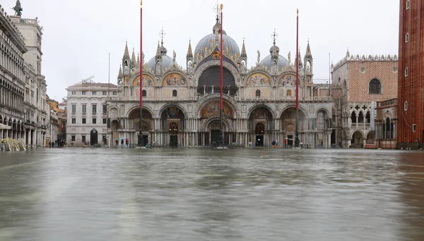 Basilica Saint Mark High Tide Italy Called Acqua Alta Italia — Stock Photo, Image
