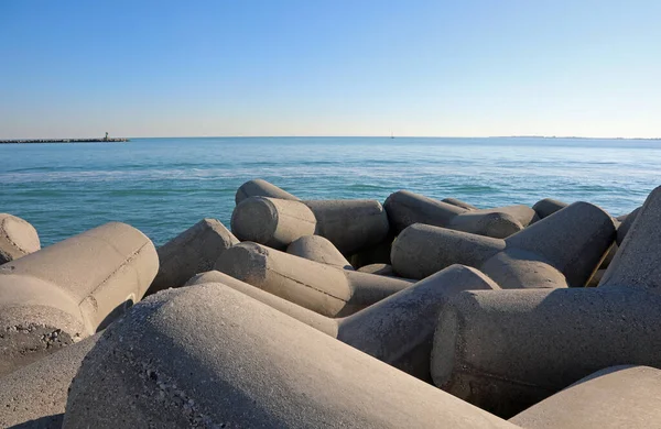 Betonmole Zement Auf Dem Damm Meer — Stockfoto