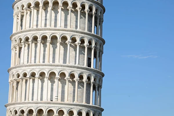 Pisa Italy August 2019 Detail Leaning Tower White Balusters Sky — ストック写真