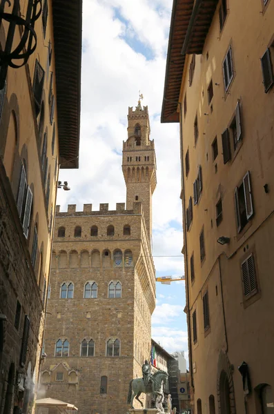 View Old Palace Called Palazzo Vecchio High Tower Called Torre — Stock Photo, Image