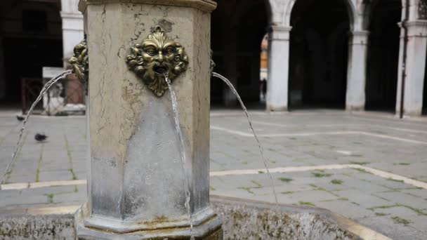 Szökőkút Emberi Arccal Friss Ivóvíz Ömlött Velence Szigetén Olaszországban — Stock videók