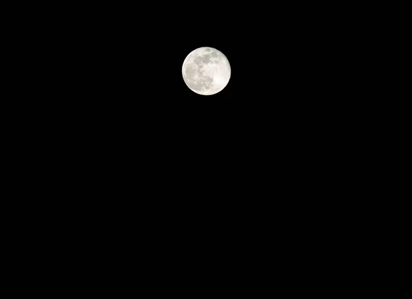 Full Moon Phase Lunar Craters Clearly Visible Black Sky — Foto de Stock