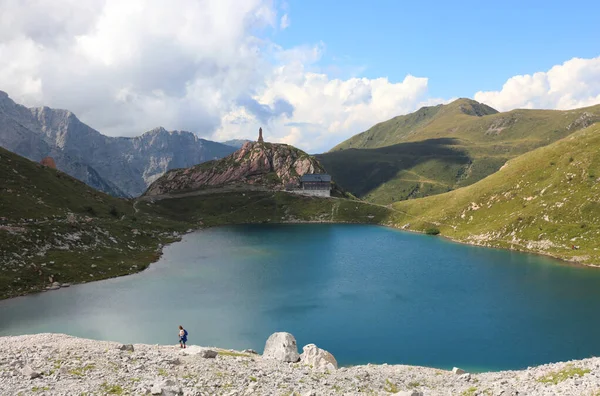 Enchanting Mountain Landscape European Alps Alpine Lake Called Lago Volaia —  Fotos de Stock