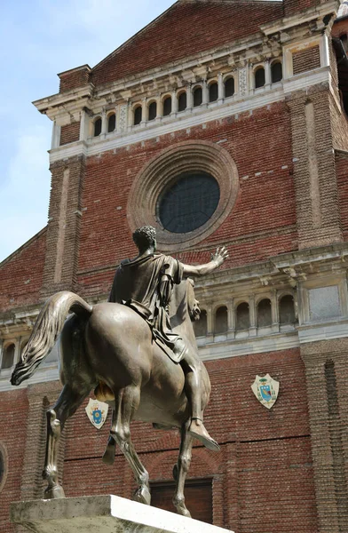 Ancient Bronze Statue Knight Called Regisole Cathedral Pavia City Northern — Fotografia de Stock