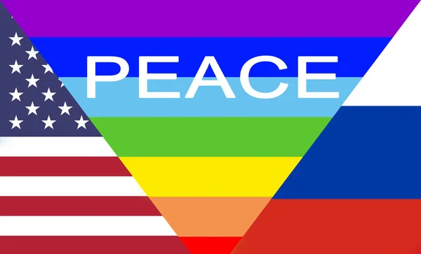 Σημαία Ειρήνης Rainbow Μεταξύ Ηπα Και Ουκρανίας — Φωτογραφία Αρχείου