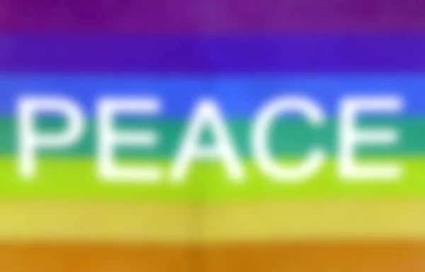 Intentionally Blurred Text Peace Multicolored Rainbow Flag — ストック写真