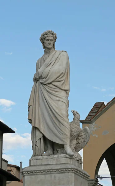 Άγαλμα Του Διάσημου Ιταλού Ποιητή Dante Alighieri Στη Φλωρεντία Της — Φωτογραφία Αρχείου