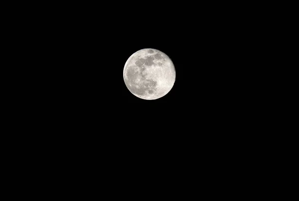 Big Full Moon Absolutely Black Sky Midnight — Stockfoto