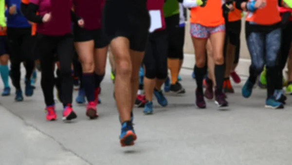 Intentionally Blurred Ideal Background Many Legs People Running Foot Race — Foto de Stock