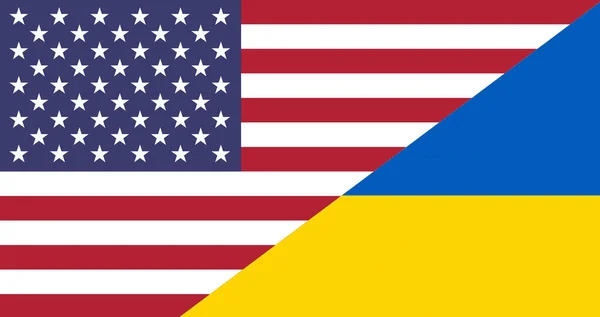 Two Flags Usa United States America Ukraine — стоковое фото
