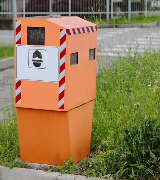 Big Orange System Traffic Enforcement Camera Road Symbol Police — Stock Photo, Image