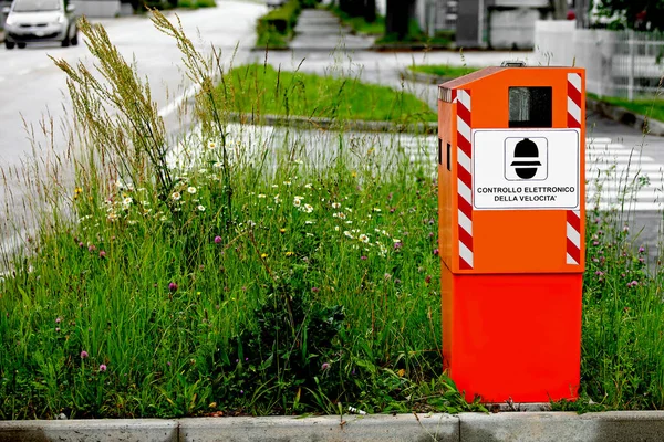 Narancssárga Rendszer Közlekedési Végrehajtási Kamera Szöveges Ami Azt Jelenti Elektronikus — Stock Fotó